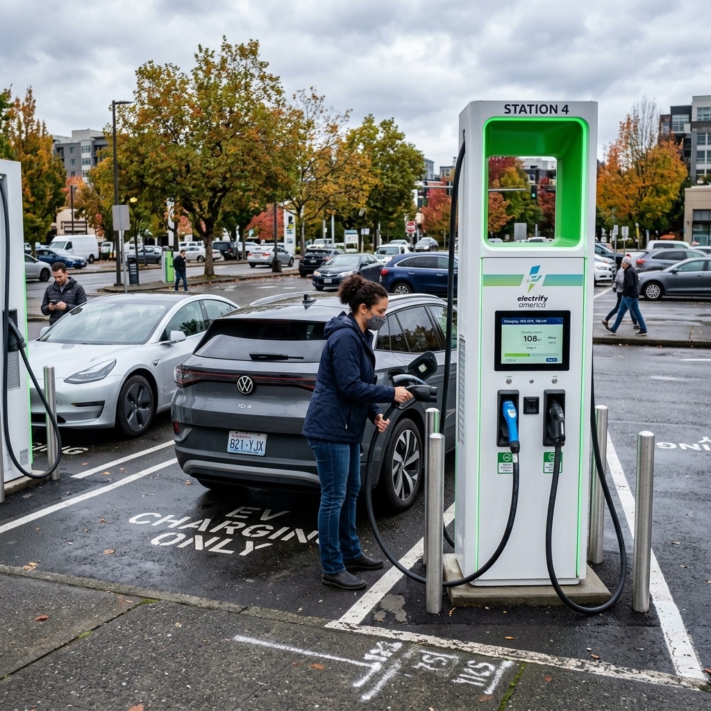 Electric vehicle charging station in Asheville